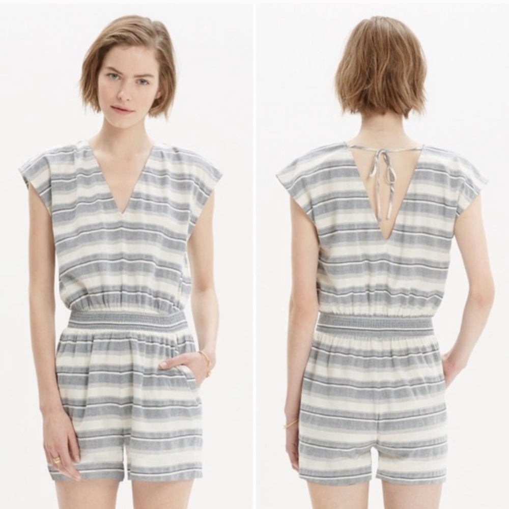 Madewell Yucatán Cotton Blue Stripe Romper S